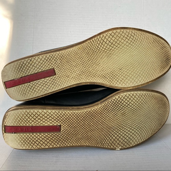 Prada White Black Leather Sneakers - Picture 5 of 13